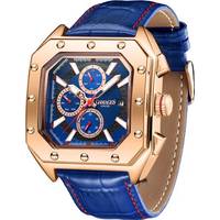 Secret Sales Mens Rose Gold Watch With Black Leather Strap