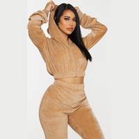 PrettyLittleThing Women's White Cropped Hoodies