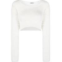 FARFETCH Women's White Cropped Jumpers