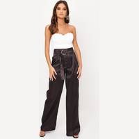 I Saw It First Women's High Waisted Satin Trousers