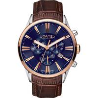 Roamer Mens Rose Gold Watch With Leather Strap