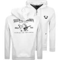 True Religion Classic Logo Zip-Through Light Grey Marl Hoodie