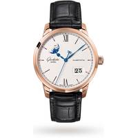 Goldsmiths Mens Rose Gold Watch With Black Leather Strap