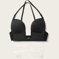 Women's Deep U Plunge Push Up Bra With Clear Back And Multiway