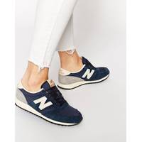 womens new balance black and blue 420 suede trainers