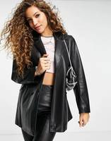 Topshop Women's Black Leather Blazers