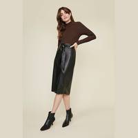 Oasis Fashion Women's Leather Midi Skirts