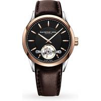 Raymond Weil Mens Rose Gold Watch With Leather Strap