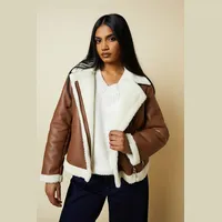 Dorothy Perkins Women's Brown Aviator Jackets