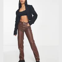 Bershka Women's Petite Leather Trousers