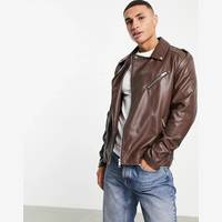 ASOS DESIGN Men's Brown Leather Jackets
