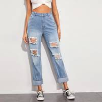 SHEIN Ripped Mom Jeans for Women