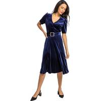 Roman Originals Women's Blue Velvet Dresses