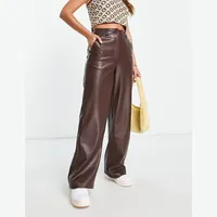 Topshop Women's Leather Wide Leg Trousers