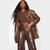 PrettyLittleThing Women's Brown Leather Jacket