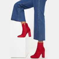 PrettyLittleThing Women's Red Ankle Boots