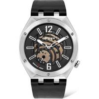 Police Mens Rose Gold Watch With Black Leather Strap