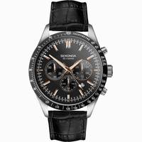 Sekonda Mens Rose Gold Watch With Black Leather Strap