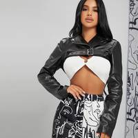 SHEIN Women's Cropped Leather Jackets