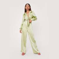 NASTY GAL Women's High Waisted Satin Trousers
