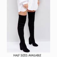 ASOS DESIGN Women's Black Suede Knee High Boots