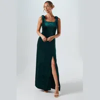 Oasis Fashion Women's Emerald Green Velvet Dresses