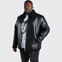 boohooMAN Men's Black Leather Jackets