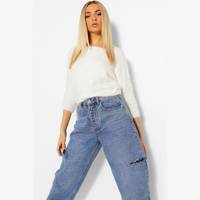 boohoo Women's White Fluffy Jumpers