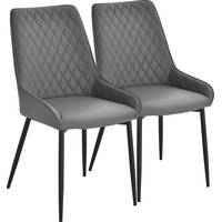 HOMCOM Grey Leather Dining Chairs
