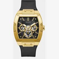 Guess Mens Rose Gold Watch With Black Leather Strap