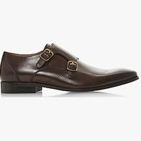 Dune Brown Leather Shoes With Bucklet for Men