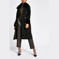 River Island oversized long line faux fur coat in brown