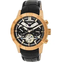 Heritor Automatic Black And Rose Gold Mens Watches