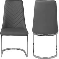 Furntastic Grey Leather Dining Chairs