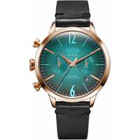 Mens Rose Gold Watch With Black Leather Strap