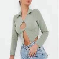 Missguided Women's Button Front Crop Tops