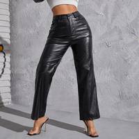 SHEIN Women's High Waisted Leather Trousers