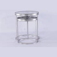 Furntastic Metal And Glass Nesting Tables