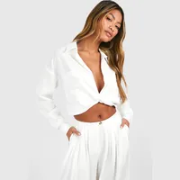 boohoo Women's White Linen Shirts