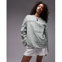 ASOS Topshop Women's Green Long Sleeve Tops