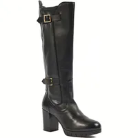 Pod Women's Black Leather Knee High Boots