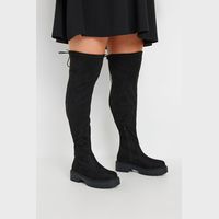 Yours Women's Black Suede Knee High Boots