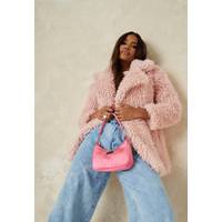Missguided Women's Pink Teddy Coats