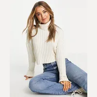 Stradivarius Women's White Roll Neck Jumpers