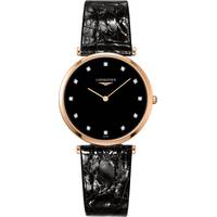 Archive Mens Rose Gold Watch With Black Leather Strap