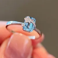 SHEIN Women's Aquamarine Rings