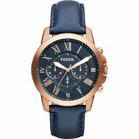 Fossil Mens Rose Gold Watch With Leather Strap
