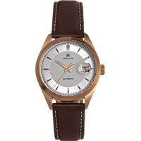 Heritor Automatic Mens Rose Gold Watch With Leather Strap