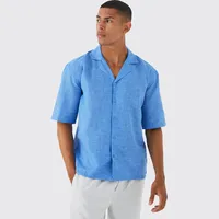 boohooMAN Men's Blue Linen Shirts