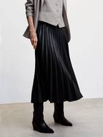 Mango Women's Black Pleated Midi Skirts